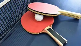 variety of table tennis bats, balls, and tables in Dubai